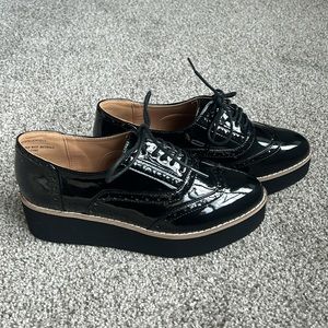 Black Patent Platform Oxfords Size 7